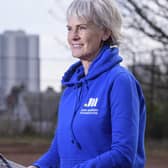 Judy Murray giving children tennis training in Maryhill Park, Glasgow, as part of her work with the Judy Murray Foundation