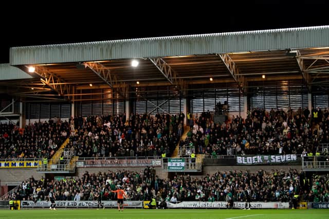 Both Dundee United and Hibs agree the shout in question came from the Jerry Kerr Stand, which houses away fans at Tannadice.