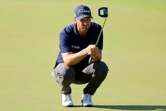 Wyndham Clark lines up a putt on the 12th green during the second round of The Players Championship. Picture: Kevin C. Cox/Getty Images.