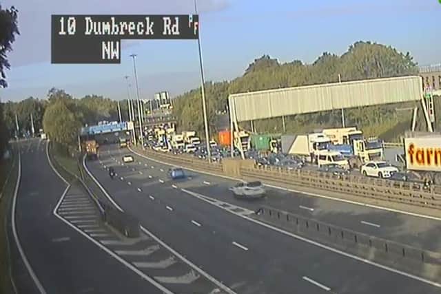 Queues on the eastbound M8 stretch all the way back to junction 24.