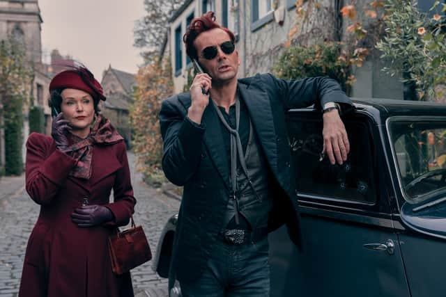 Good Omens' David Tennant and Miranda Richardson in Edinburgh's prettiest street