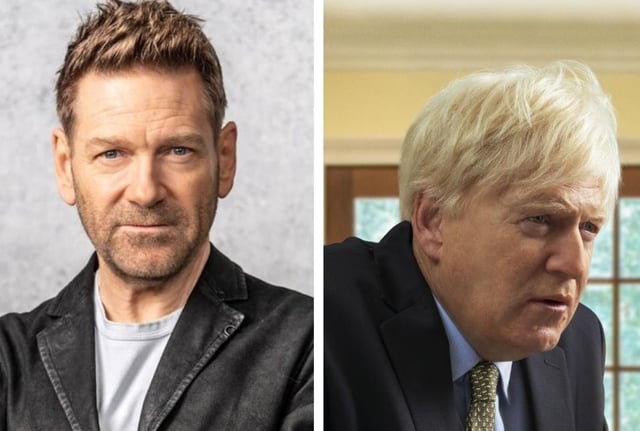 Left, Sir Kenneth Branagh, and right, the actor as Prime Minister Boris Johnson in the Sky Original drama This Sceptred Isle.