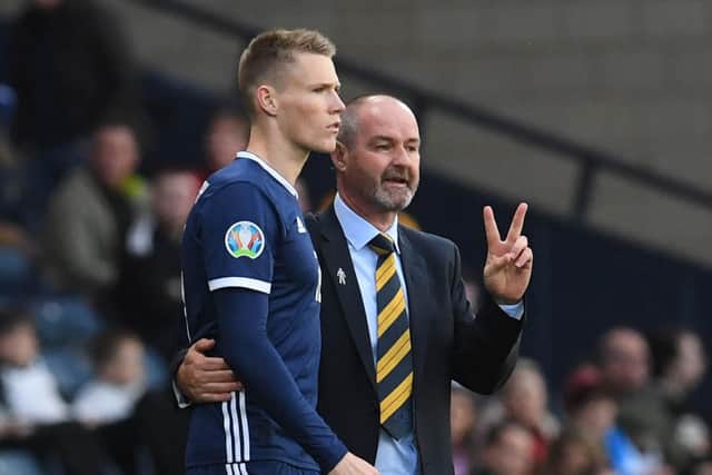 Scotland manager Steve Clarke with Scott McTominay. Photo: Craig Foy/SNS Group