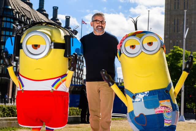 Steve Carell, who voices Gru, refrained from wearing a suit when he attended the Minions: The Rise of Gru photocall in London. Photo: Joe Maher/Getty Images/