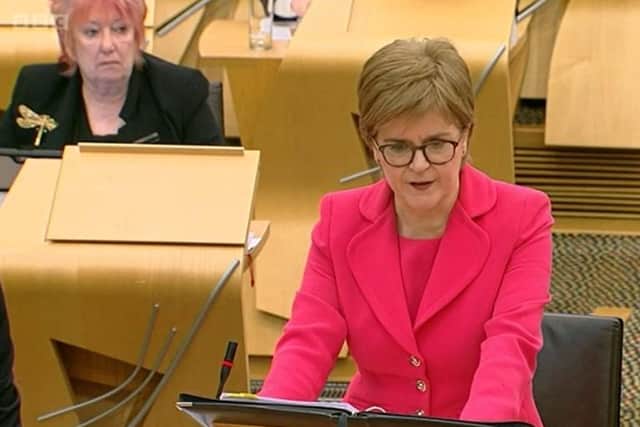 Nicola Sturgeon speaks at First Minister's Questions. Picture: BBC