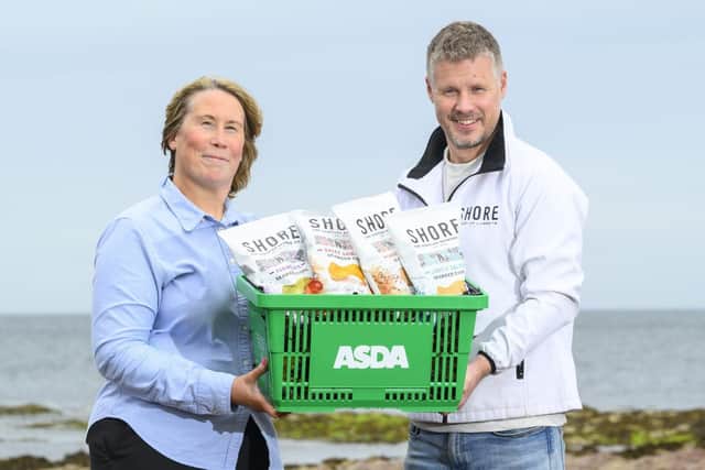 L-R Leigh Millar, Store Manager at Asda Dunbar and Keith Paterson, Founder of SHORE