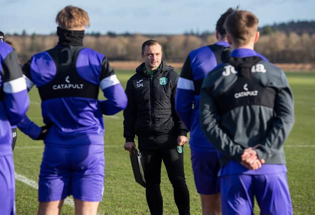 Shaun Maloney takes a Hibs training session ahead of the trip to Rangers.