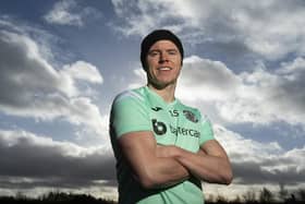 Kevin Nisbet during a Hibs press conference at HTC, Tranent , on Friday.
