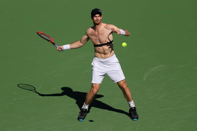Andy Murray in a practice session ahead the BNP Paribas Open at Indian Wells, California.