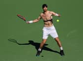 Andy Murray in a practice session ahead the BNP Paribas Open at Indian Wells, California.