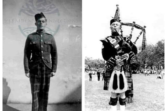 Angus Ferguson, from Lewis, a piper with the Seaforth Highlanders who was held a POW for five years after being captured in France in 1940. After returning home, he played with the Lewis Pipe Band for 25 years. PIC: Kinloch Heritage Society/Contributed.