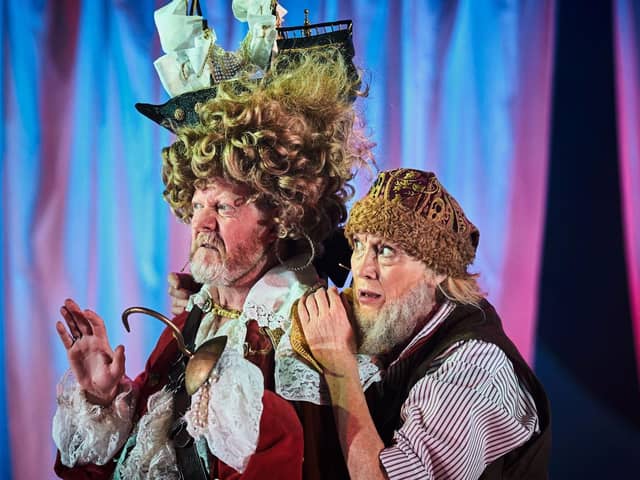Colin McCredie as Captain Hook and Deirdre Davis as Smee in Peter Pan and Wendy at Pitlochry PIC: Fraser Band