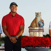 Viktor Hovland joined tournament host Tiger Woods as the only players to have won the Hero World Challenge back-to-back. Picture: Mike Ehrmann/Getty Images.