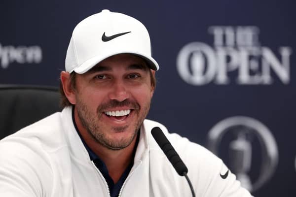 Five-time  major winner Brooks Koepka  speaks during a press conference prior to The 151st Open at Royal Liverpool. Picture: Gregory Shamus/Getty Images.
