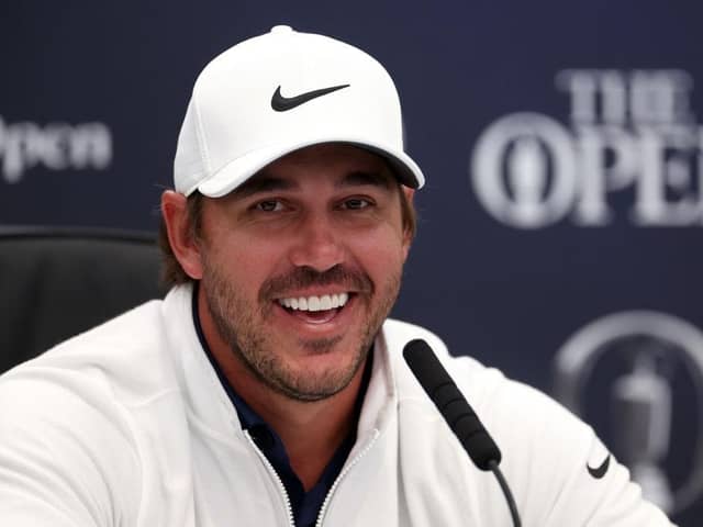 Five-time  major winner Brooks Koepka  speaks during a press conference prior to The 151st Open at Royal Liverpool. Picture: Gregory Shamus/Getty Images.