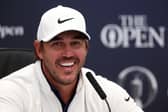 Five-time  major winner Brooks Koepka  speaks during a press conference prior to The 151st Open at Royal Liverpool. Picture: Gregory Shamus/Getty Images.