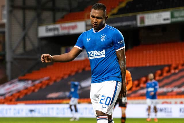 Rangers striker Alfredo Morelos after missing a chance at Tannadice. Picture: SNS