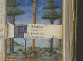 The National Library of Scotland's collection of Italian manuscripts includes some very fine examples -- including this tiny portable 15th-century Book of Hours, written on very fine vellum and beautifully illuminated. Picture: NLS