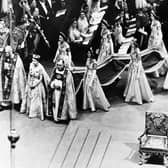 Queen Elizabeth II walks to the altar during her coronation ceremony on 2 June, 1953 in Westminster Abbey. PIC: AFP via Getty Images