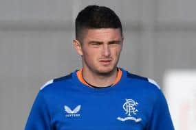 Jake Hastie during a SPFL Trust Trophy match between Dumbarton and Rangers B at C&G Sysytems Stadium, on August 11, 2021, in Dumbarton, Scotland. (Photo by Mark Scates / SNS Group)