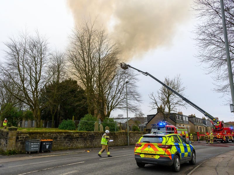 An aerial platform was brought in to help deal with the blaze.