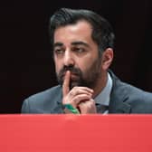 First Minister Humza Yousaf addresses delegates on the first day of the STUC Congress in Dundee in April