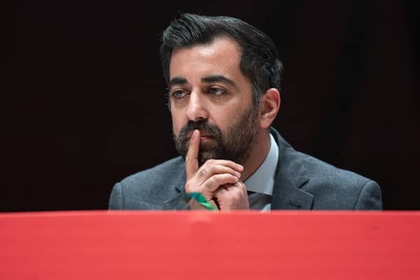 First Minister Humza Yousaf addresses delegates on the first day of the STUC Congress in Dundee in April