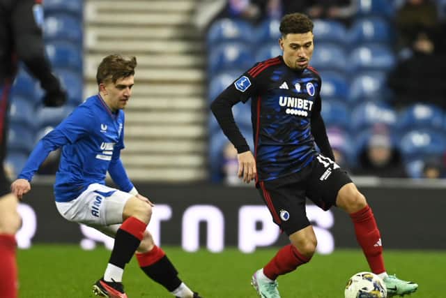 Copenhagen's Jordan Larsson - the son of Celtic legend Henrik - in action during the 2-2 friendly draw with Rangers at Ibrox. (Photo by Rob Casey / SNS Group)
