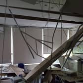 A photo issued by the Local Government Association showing damage to a school built with Raac. Credit: LGA