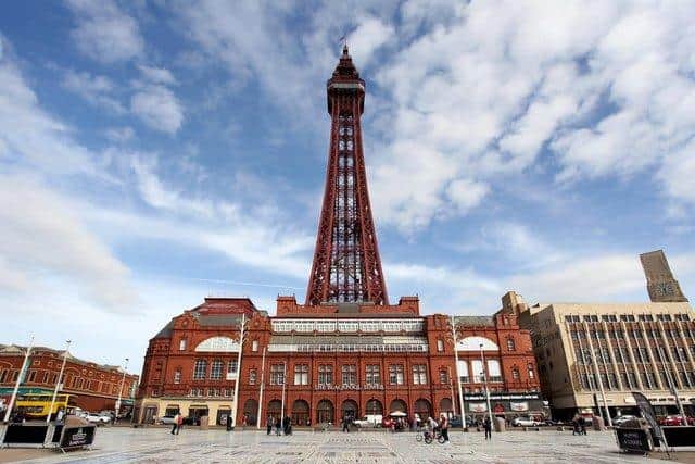 Towering: The turbines will be nearly as tall as Blackpool's famous attraction.