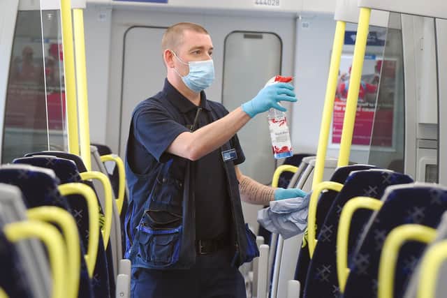 Extra cleaning of trains has been introduced and passengers required to wear masks. Picture: Lisa Ferguson