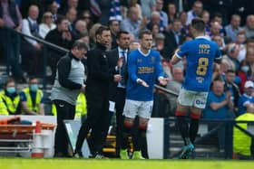 Steven Davis enters the action as a substitute for Ryan Jack during Rangers' Scottish Cup semi-final win over Celtic at Hampden on April 17. (Photo by Craig Foy / SNS Group)