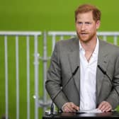 Prince Harry, Duke of Sussex speaks at a press conference. Picture: Mathis Wienand/Getty Images