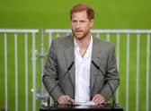 Prince Harry, Duke of Sussex speaks at a press conference. Picture: Mathis Wienand/Getty Images