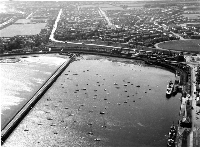An aerial view of Granton Harbour in 1962.