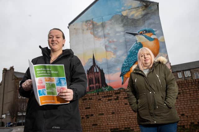Cllr Jacqueline Cameron, chair of Renfrewshire Alcohol and Drugs Commission, and Lorraine Bruce who has lived experience of recovering from alcohol and drugs.