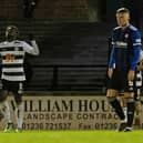 Ayr United's Tomi Adeloye celebrates his equaliser in the 1-1 draw with Hamilton at Somerset Park.   (Photo by Ross MacDonald / SNS Group)