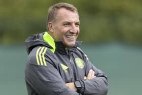 Celtic manager Brendan Rodgers during a training session at Lennoxtown on Thursday. (Photo by Ross MacDonald / SNS Group)