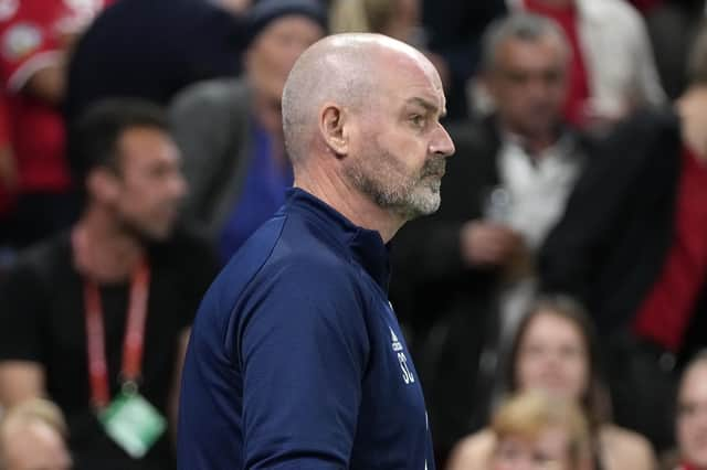 Scotland manager Steve Clarke looks on during the 2-0 defeat to Denmark at the Parken Stadium in Copenhagen. Claus Bech/PA Wire