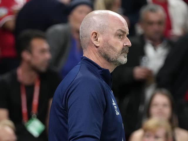 Scotland manager Steve Clarke looks on during the 2-0 defeat to Denmark at the Parken Stadium in Copenhagen. Claus Bech/PA Wire