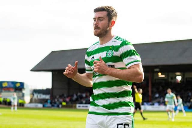 Celtic's Anthony Ralston during the cinch Premiership match between Dundee and Celtic at the Kilmac Stadium at Dens Park. (Photo by Ross MacDonald / SNS Group)