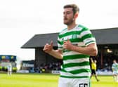 Celtic's Anthony Ralston during the cinch Premiership match between Dundee and Celtic at the Kilmac Stadium at Dens Park. (Photo by Ross MacDonald / SNS Group)