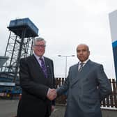 Former business minister Fergus Ewing and Sanjeev Gupta, executive chair of Liberty House, during a meeting
