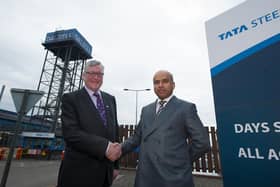 Former business minister Fergus Ewing and Sanjeev Gupta, executive chair of Liberty House, during a meeting