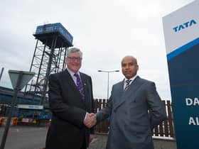 Former business minister Fergus Ewing and Sanjeev Gupta, executive chair of Liberty House, during a meeting