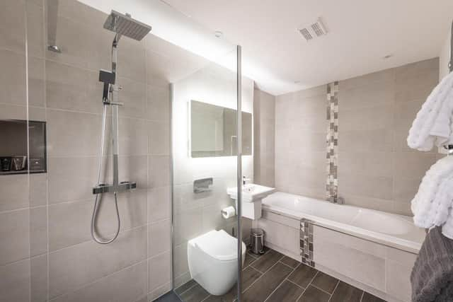 The bathroom in Glamaig Lodge at Duisdale House hotel, Skye. Pic: John Paul Photography