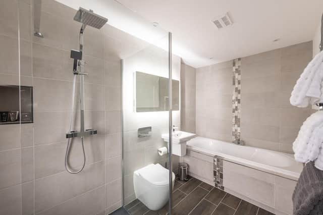 The bathroom in Glamaig Lodge at Duisdale House hotel, Skye. Pic: John Paul Photography
