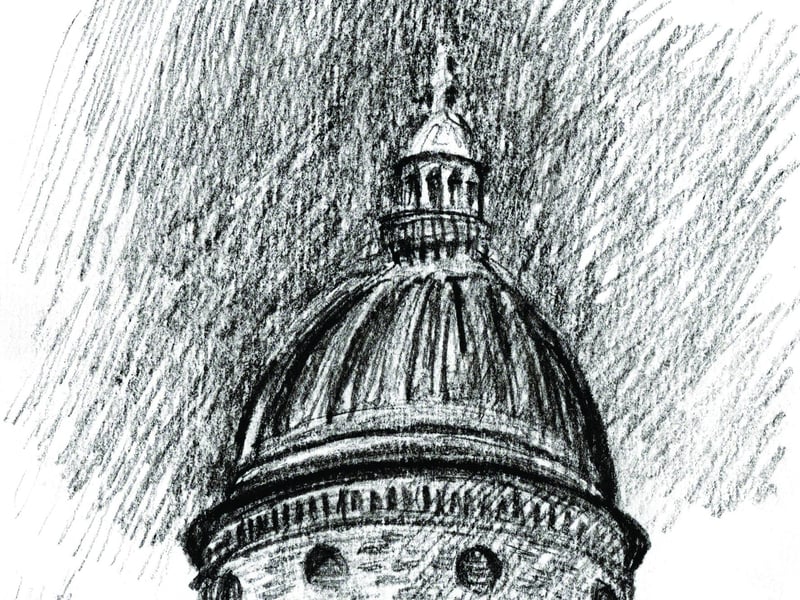 I remember this drawing well, I was early for an appointment in town so took a seat by Charlotte Square to draw this roof top dome for my WhereArtI competition. I sketch a piece of Edinburgh architecture and readers have to guess the location. Join me each Monday in the Edinburgh Evening News to play along.