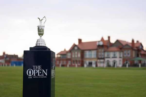 The Claret Jug in front of the clubhouse at Royal Liverpool Golf Club, which will host The 151st Open this July. (Photo by Richard Heathcote/Getty Images)