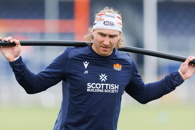 Jamie Ritchie during an Edinburgh Rugby training session at Hive Stadium, on May 28, 2024, in Edinburgh, Scotland. (Photo by Ross Parker / SNS Group)